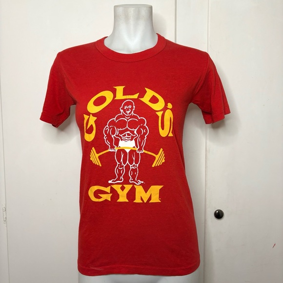 Vintage 80s Gold’s Gym Red Single Stitch Graphic T Shirt - Picture 1 of 7
